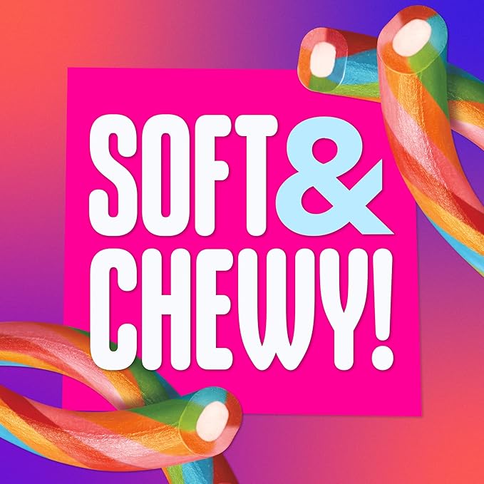 SweeTARTS Mega Filled Ropes Candy, Twisted Rainbow Punch, Sweet and Tart, 1.32 oz (Pack of 24)