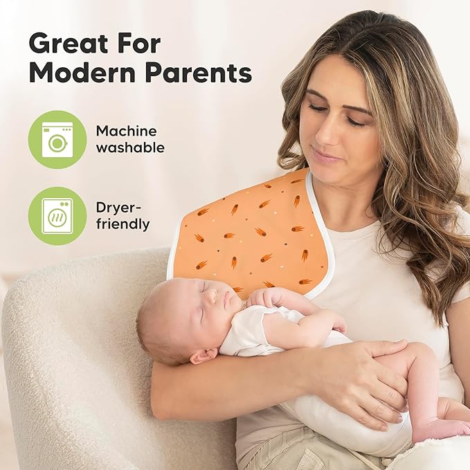 Organic Burp Cloths Baby Boy & Girl - 5-Pack Super Absorbent Cotton Burping Cloths for Babies, Soft & Plush Newborn Spit Up Rags, Infant Towels for Milk Spit Up, Unisex, Large 21" x 10" (Cosmo)