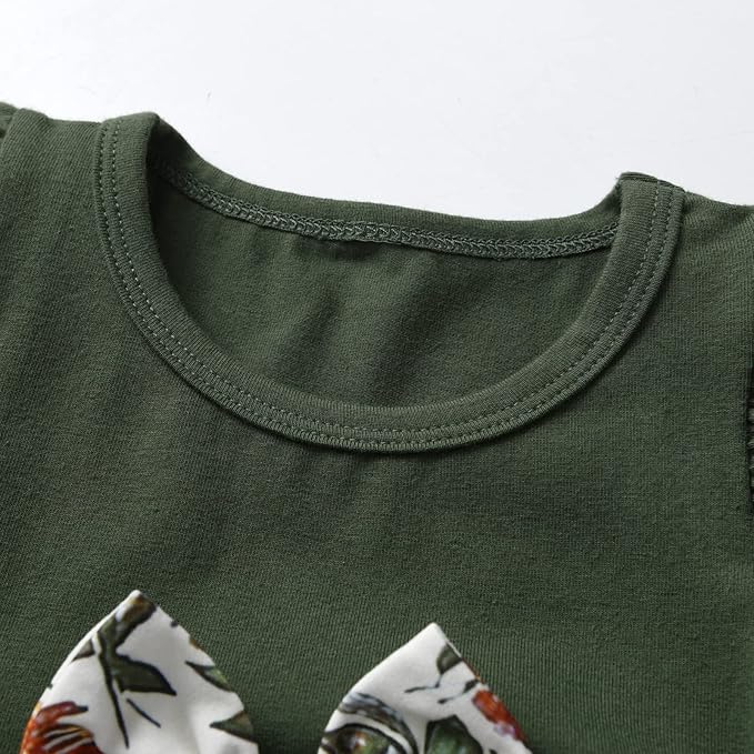 3PCS Baby Girl Clothes Ruffle Floral Shirt Tops Pants Headband Outfit Sets