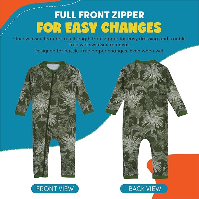 SwimZip Boys' Long-Sleeve UPF 50+ Swimsuit for Baby, Toddler, & Little Boys