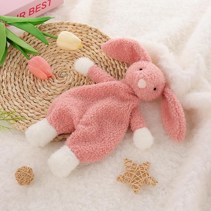 Apricot Lamb Bunny Snuggler Blanket Soft Loveys for Babies, Security Blanket for Baby Boy and Girl, for Infant and Toddlers