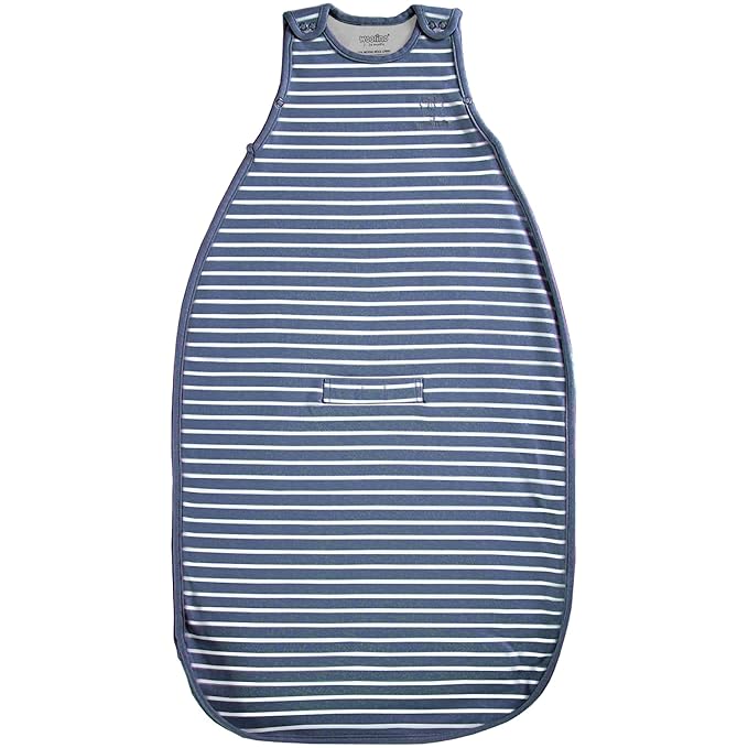 Woolino 4 Season Ultimate Baby Sleeping Bag - Merino Wool and Organic Cotton Universal Size Adjustable Sleep Sack for Baby - Two-Way Zipper Sleeping Bag (2-24 Months) - Navy Blue