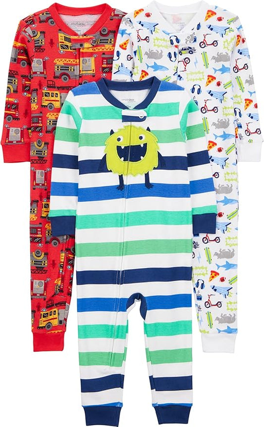 Simple Joys by Carter's Kids' 3-Pack Snug Fit Footless Cotton Pajamas
