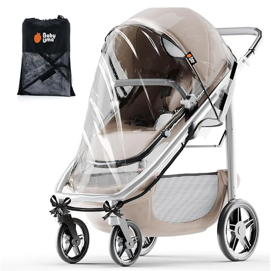 Baby Uma Universal Stroller Rain Cover - 100% Waterproof PEVA Stroller Cover for Rain, Snow & Wind Protection, Stroller Accessories (+ Travel Bag)