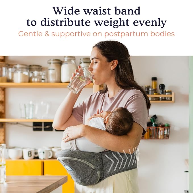 Beco Foldable Hip Seat Carrier - Baby 4-in-1 Easy-to-Use Carrier with Space-Saving Design for Newborn to Toddler (0-36 months/7-32.8 lbs (Gray)