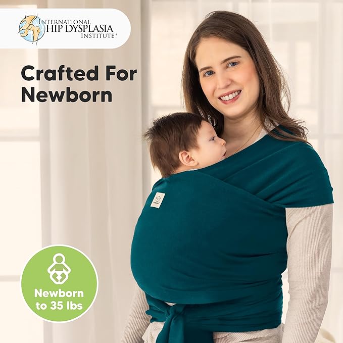 KeaBabies Baby Wrap Carrier - All in 1 Original Baby Carrier Newborn to Toddler Sling, Easy to Wear, Hands Free Bonding, Lightweight, Breathable Infant Wraps (Peacock Blue)