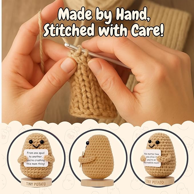 New Mom Gifts for Women - Crochet Potato with 30 Empowering Affirmations for New Moms - Women Gift for Baby Shower, Christmas, Birthday - Postpartum Gift Idea for 1st Time Mother After Birth