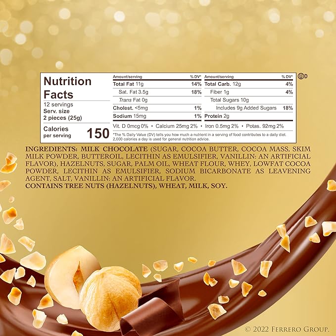 Ferrero Rocher, 24 Count, Premium Milk Chocolate Hazelnut, Chocolates for Gifting, 10.6 oz