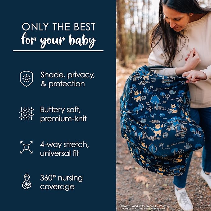 Milk Snob Original Disney 5-in-1 Cover, Winnie The Pooh, Added Privacy for Breastfeeding, Baby Car Seat, Carrier, Stroller, High Chair, Shopping Cart, Lounger Canopy - Newborn Essentials, Nursing Top