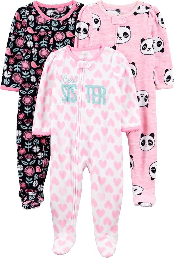 Simple Joys by Carter's girls Loose-Fit Flame Resistant Fleece Footed Pajamas