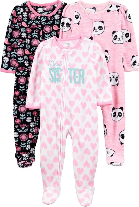 Simple Joys by Carter's girls Loose-Fit Flame Resistant Fleece Footed Pajamas