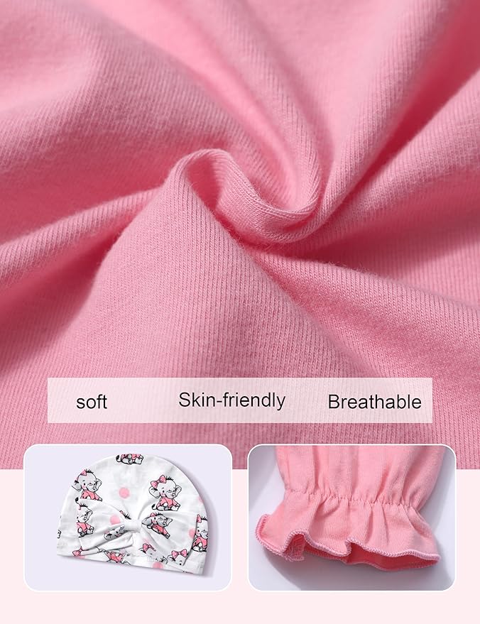 AGAPENG Newborn Girl Clothes Ruffle Letter Print Romper Infant Bell Bottom Jumpsuit Boho Baby Girl Clothes with Headband Hat