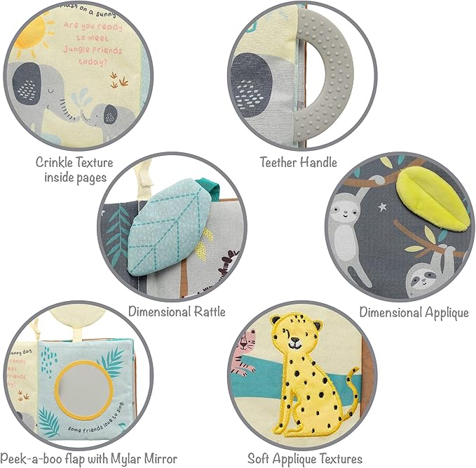 Lambs & Ivy Jungle Friends Developmental Soft Book & Elephant Plush Toy Gift Set