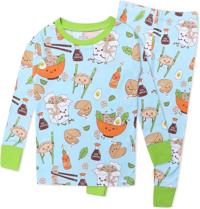 HonestBaby 2-Piece Pajamas Sleepwear Pjs 100% Organic Cotton for Baby, Toddler, Kids, Boy