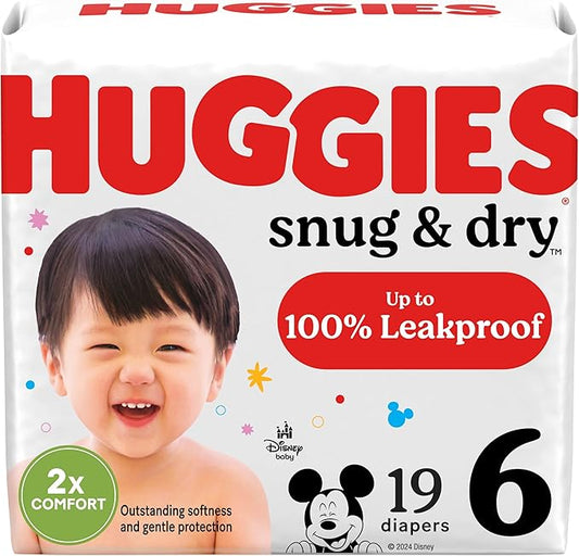 Huggies Size 6 Diapers, Snug & Dry Baby Diapers, Size 6 (35+ lbs), 19 Count, Packaging May Vary