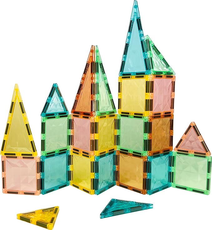 Magnetic Tiles 100-Piece Set for Kids, Magnetic Building Blocks STEM Toys for Age 3+ Boys and Girls, Educational Magnet Construction Tiles for Creativity & Learning