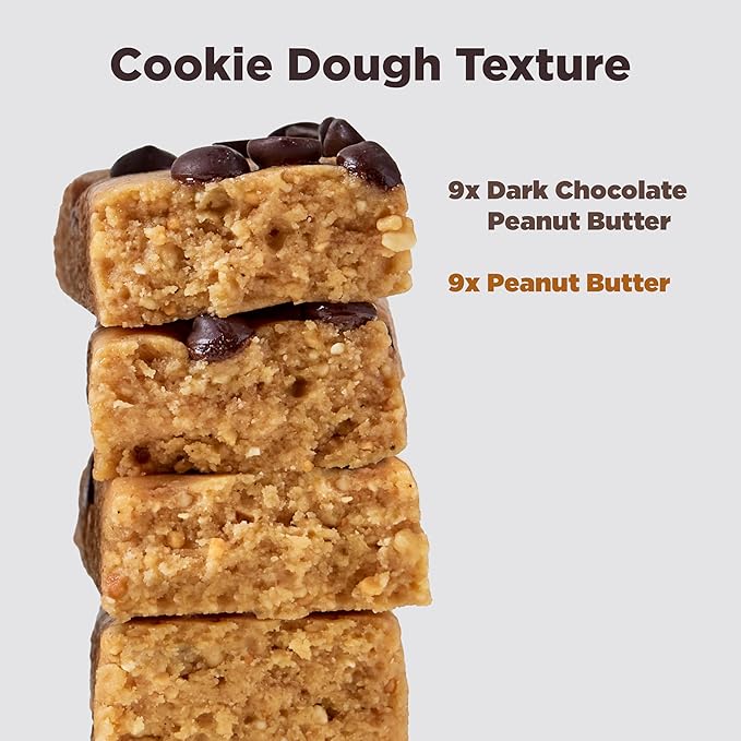 Perfect Bar Mini, Peanut Butter and Dark Chocolate Chip Peanut Butter Variety Pack, Protein Snack, Snack Bar, Organic, Gluten Free, Soy Free, Non GMO, No Sugar Alcohols, 18 count, .88 oz