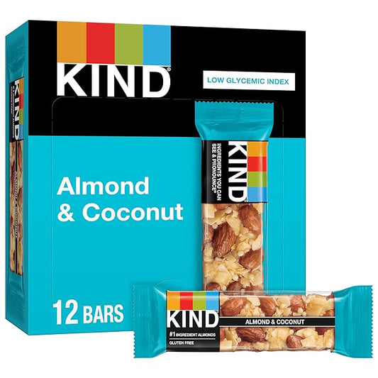 KIND Nut Bars, Almond & Coconut, Healthy Snack Bars, Gluten Free, Low Sodium, 3g Protein, 12 Count