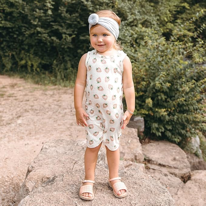 Babysoy Organic Pattern Print Tank Romper Shortall