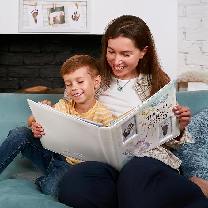 Keepsake Baby Memory Book Girl Boy – Timeless Leather-Bound Baby Milestone Book – Baby Book Keepsake Record First 5 Years – Gender Neutral Baby Scrapbook Album, Baby Album Journal Registry Search Gift