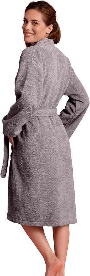 Soft Touch Linen Women's Robe Terry Cloth Kimono Bathrobe Thick 100% Cotton
