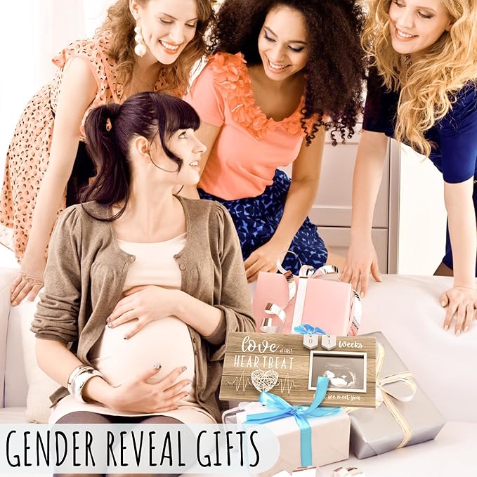 Baby Sonogram Picture Frame with Countdown Weeks - Standard 4"x3" Ultrasound Photo - Pregnancy Announcements Ideas - Gender Reveal Baby-Shower Gift - New Mom Expecting Parents to Be Keepsake Gifts