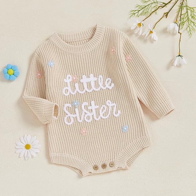 FYBITBO Baby Girl Boy Sweater Knit Oversized Pullover Sweatshirt Romper Onesie Warm Fall Winter Clothes Outfit Newborn