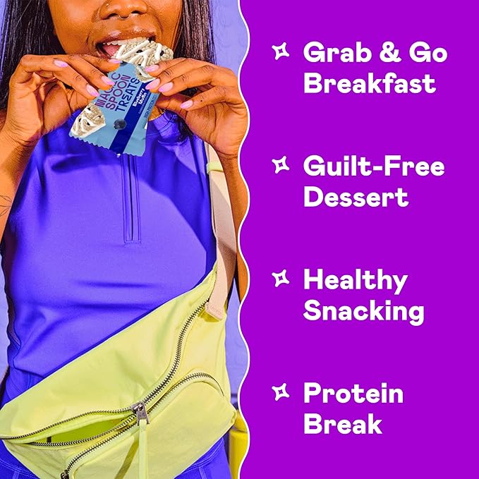MAGIC SPOON Treats - High Protein, Low Carb, Keto Friendly, Low Sugar, Gluten Free, Crispy Protein Bar Cereal Bar, On-The-Go Healthy Snack (Blueberry Muffin, 16 Bars)
