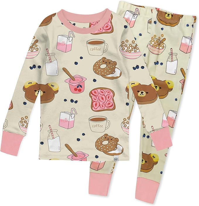 HonestBaby baby-girls 2-piece Pajamas Sleepwear Pjs 100% Organic Cotton for Baby, Toddler, Kids, Girl