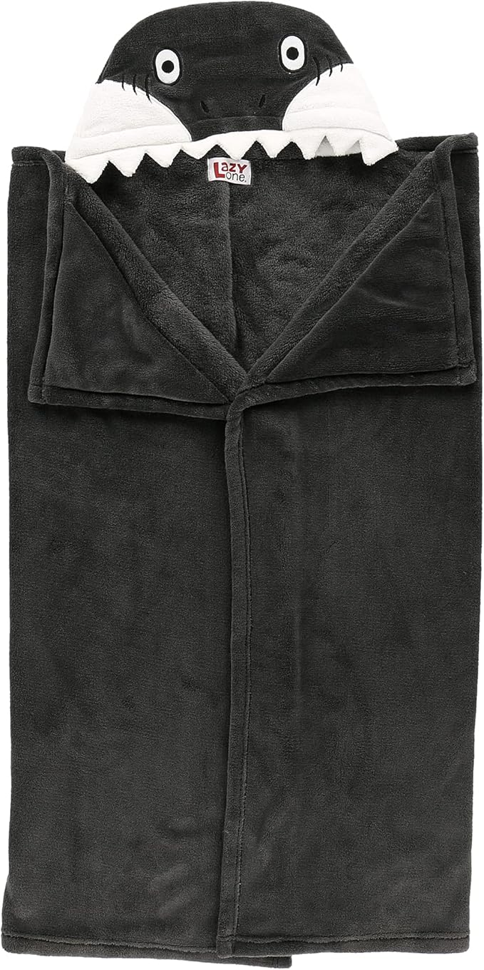 Lazy One Wearable Hooded Blanket for Kids, Animal Hooded Blanket (Shark)