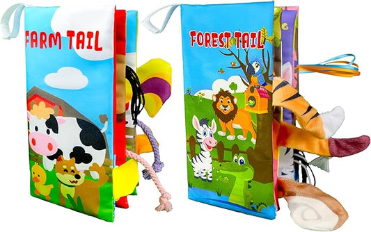 Richgv Baby Toys 0-6 Months, Crinkle Books for Babies 2PCS Infant Tummy Time Toy 6 to 12 Months Touch Feel Book Gifts for Boy Girl 0-3 Month Christmas Stocking Stuffer