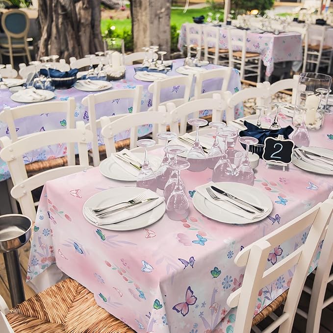 Butterfly Birthday Party Supplies Set - Includes Disposable Plates, Cups, Napkins, Tablecloth, and Banner | Butterfly Party Decorations for Girls Birthday Celebration,Serve 24