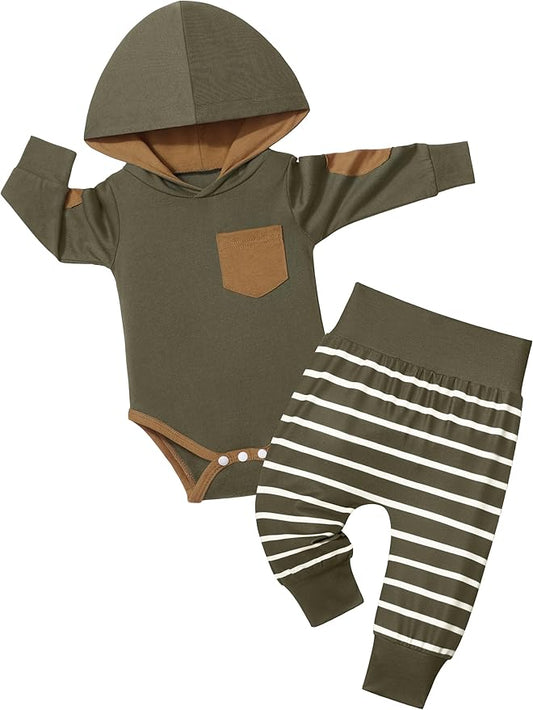 Fommy Newborn Baby Boy Clothes Plaid Letter Print Long Sleeve Hoodies + Long Pants 2PCS Fall Winter Outfits Set