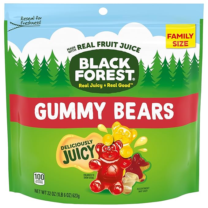 Black Forest Gummy, Bears, Fruit Flavor, Deliciously Juicy, Made with Real Fruit Juice, 22 oz
