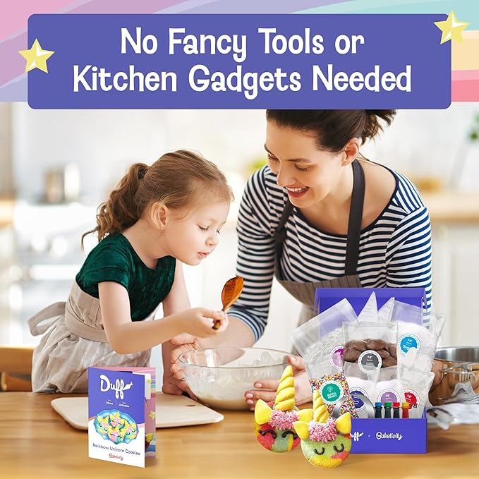 Baketivity x Duff Goldman Unicorn Cookies - Kids Baking Kit - Cooking Kits with Premeasured Ingredients, Decorating Supplies, STEM Activities - Kids Baking Sets for Girls, Boys Ages 6-12