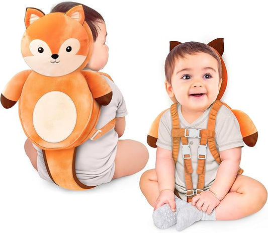 Little Family Baby Head Protector Backpack, Non-Toxic Hypoallergenic Toddler Head Protection Pillow for Falling, Secure, Durable, Fox (Orange)