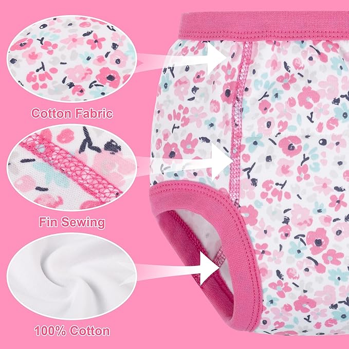 BIG ELEPHANT 10-Pack Baby Potty Training Underwear, Soft 100% Cotton Absorbent Training Pants for Boys & Girls, Ages 12M-10Y