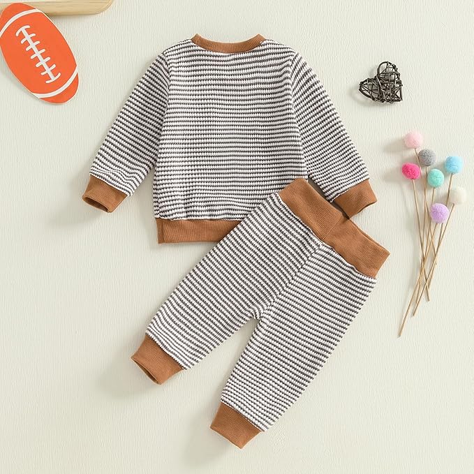 CIYCUIT Toddler Baby Boy Outfits Striped Sweatshirt Pants Clothes Set