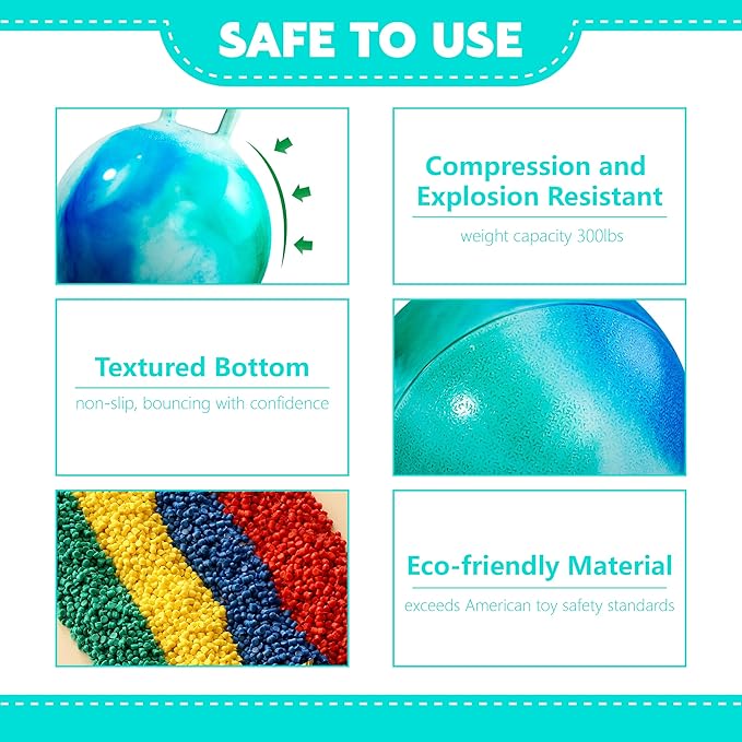 EVERICH TOY Hopper Ball, Clouds Hopping Toys for Kids, 22 Inch Bouncy Ball with Handle, Inflatable Bouncing Hoppity Hop Toys for Boys and Girls Gifts