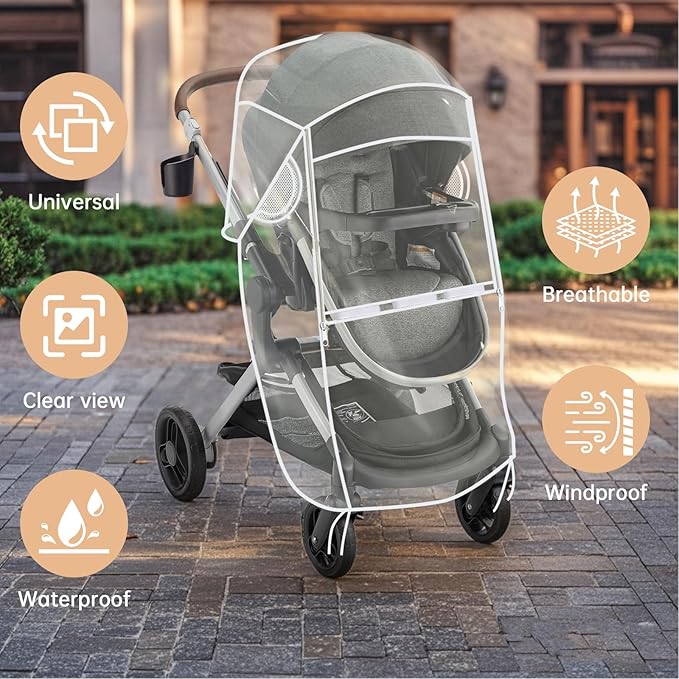 Stroller Rain Cover Compatible with Graco - Waterproof Stroller Rain Cover, Windproof Travel Weather Shield, Durable Protect from Dust and Snow with Breathable, Travel Strollers Accessories