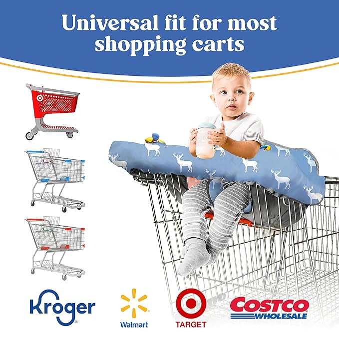 PILLANI Shopping Cart Cover for Baby, High Chair Cover for Restaurant Seat - Grocery Cart Cover for Baby Girl and Boy, Comfortable Cotton Buggy Covers for Babies - Padded Toddler Shopping Cart Cover