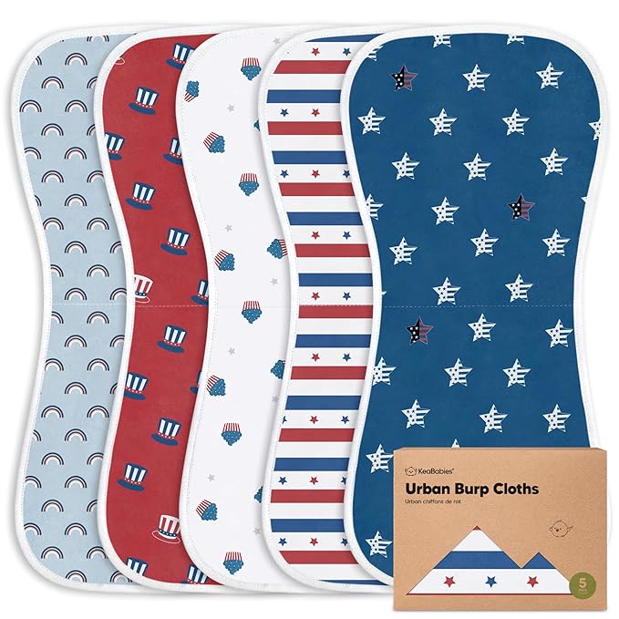 Organic Burp Cloths Baby Boy & Girl - 5-Pack Super Absorbent Cotton Burping Cloths for Babies, Soft & Plush Newborn Spit Up Rags, Infant Towels for Milk Spit Up, Unisex, Large 21" x 10" (U.S.A)