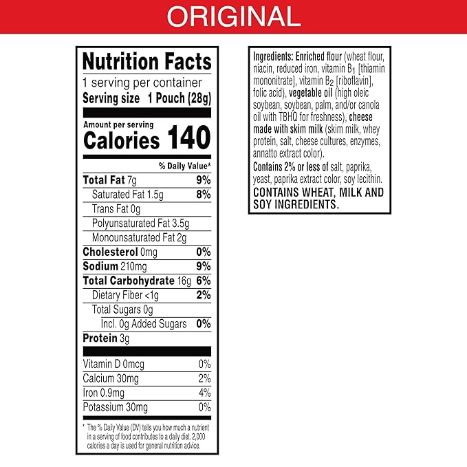 Cheez-It Cheese Crackers, Baked Snack Crackers, Lunch Snacks, Original (40 Packs)