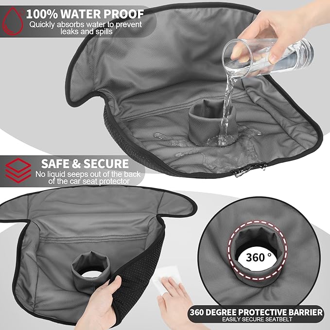 2 Pack Black Car Seat Protector for Potty Training Waterproof Piddle Pad Cover from Spillages Nappy Leaks Toilet Training Anti Slip Backing Strollers Carseat Liner for Toddlers Babies