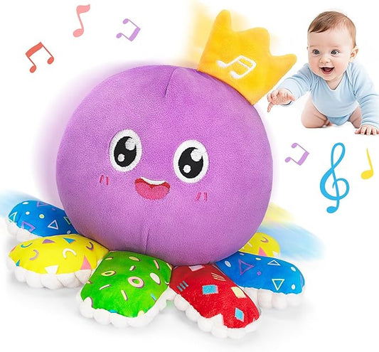 GMAOPHY Baby Toys 6-12 Months,Musical Crawling Octopus Plush Toy,Sensory Toys for Infants,Birthday Boy 7 8 9 10 12-18 Month,Tap and Voice Interaction,Walking Bouncing Learning Tummy Time Toy