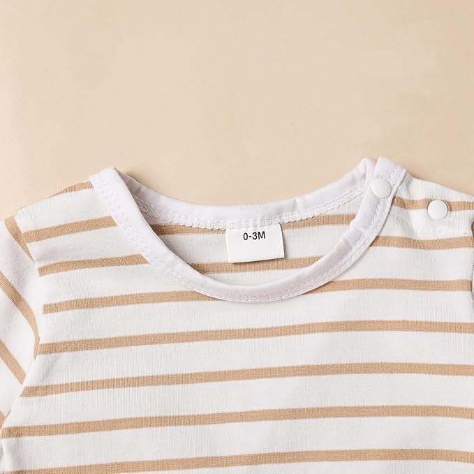 Baby Boy Clothes Newborn Outfits Stripe Romper Infant Cartoon Overall Adjustable Suspender Pants Set 0-18 Months