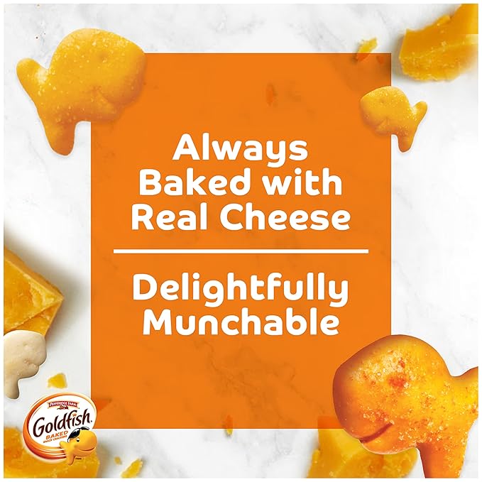 Goldfish Crackers Say Cheeeese Variety Pack with Cheddar, Pizza and Parmesan, Snack Packs, 20 Ct