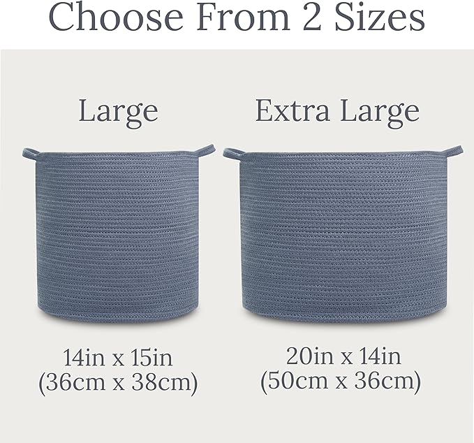 Natemia Extra Large Woven Storage Basket (20" x 20" x 14") - Baby & Toy Organizer, Blanket Basket, Perfect Baby Registry Gift