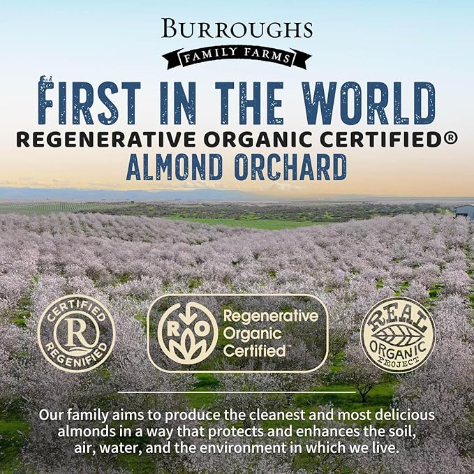 Burroughs Family Farms 3 lb Roasted Salted Almonds – USDA Organic, First Regenerative Organic Certified Almond Farm – 2x the Antioxidants and Vitamin B Versus Other Almonds – Lightly Salted & Perfectly Dry Roasted Almond Nuts