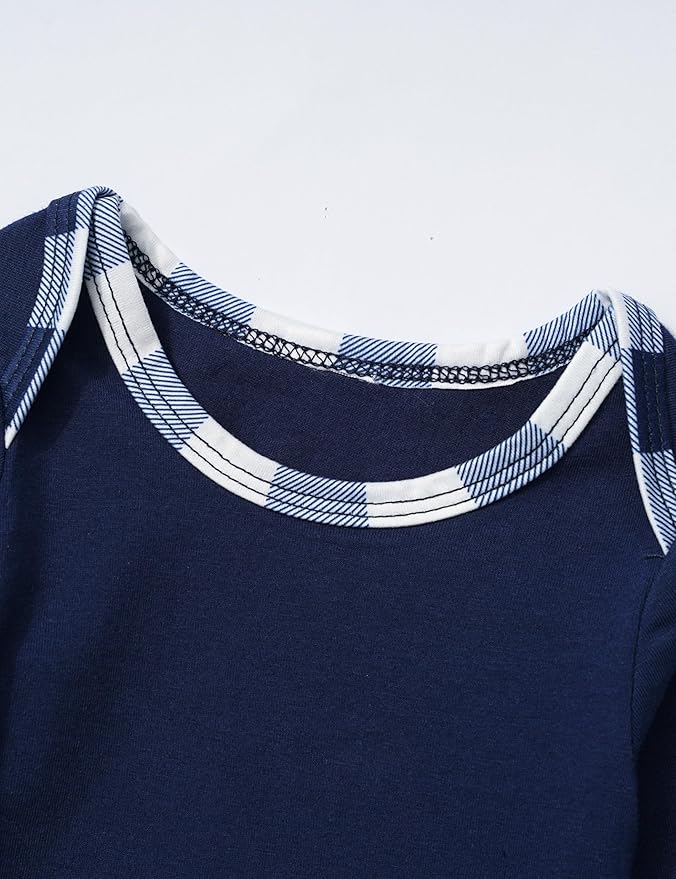 Baby Boy Clothes Long Sleeve Animal Plaid Romper + Overalls Infant Boy Clothes 2PCS Fall Winter Outfits